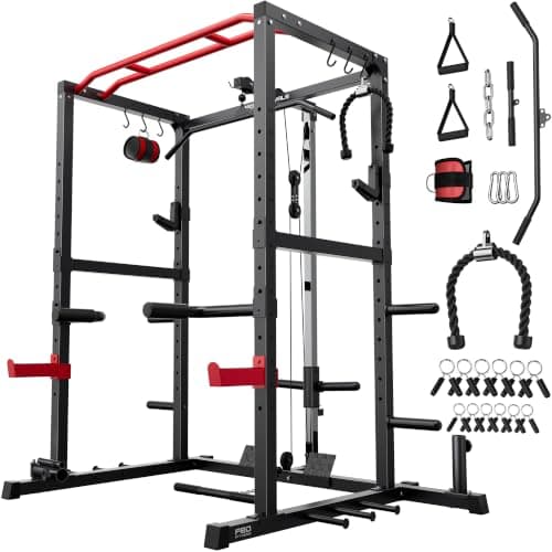 SPORTSROYALS SPORTSROYALS Squat Rack Power Cage with Lat Pulldown